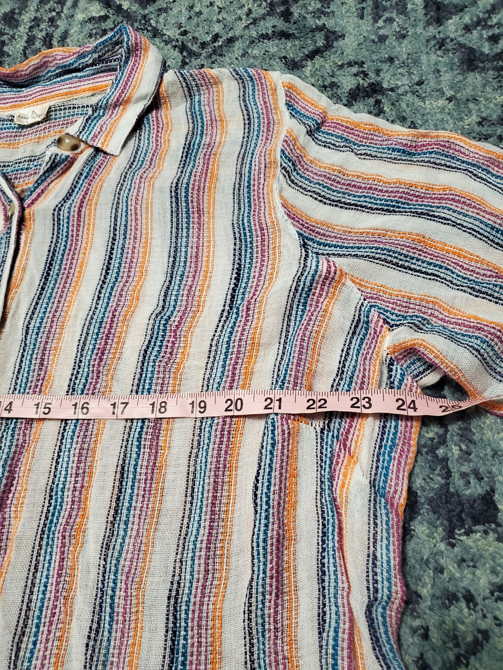 Keep In Touch Striped Button-Front Tunic Dress in Multicolor - Picture 6 of 9